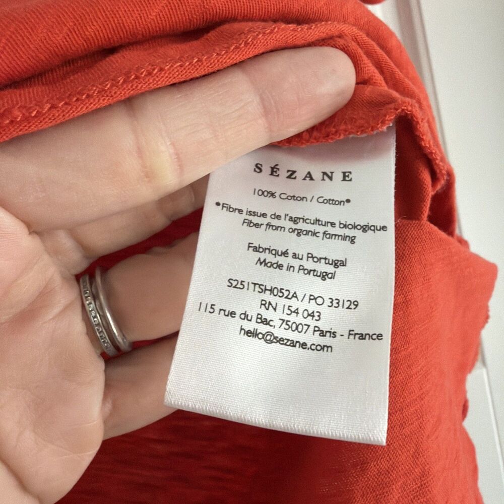 Sézane Orange Organic Cotton Parisian T-Shirt Women's Size medium - Picture 4 of 5